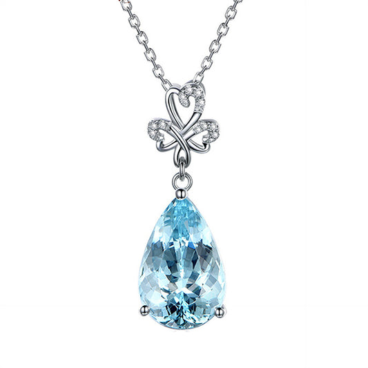 Color Sky Blue Topaz Crystal Clavicle Chain
